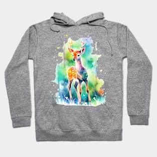 baby  deer  watercolor Hoodie